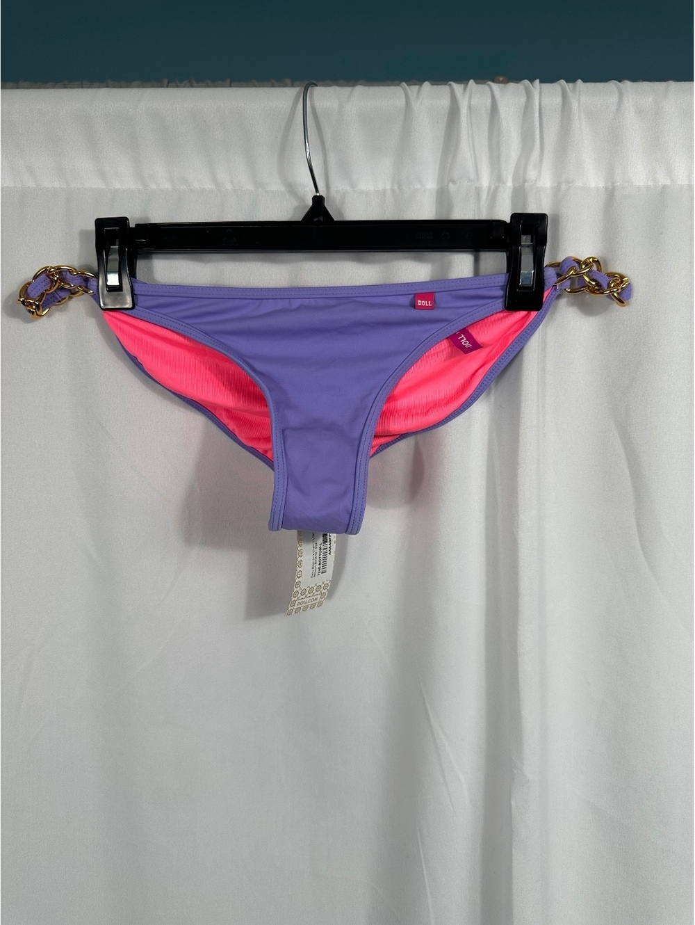 DOLL Oahu Bikini Bottom in Lilac with Gold Chain Detail - Size Large
